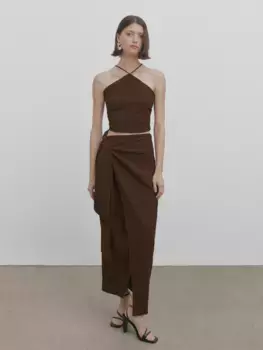 Текстурный топ на брягах - studio Massimo Dutti, коричневый