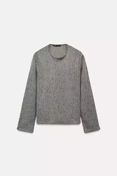 Текстурный топ с бантом ZARA, экрю/черный