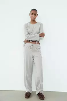 Текстурный топ с бантом ZARA, жемчужно-серый