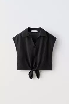 Текстурный топ с узлом ZARA, черный