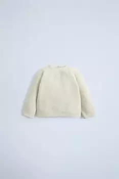 Текстурный трикотажный свитер ZARA, светло-бежевый