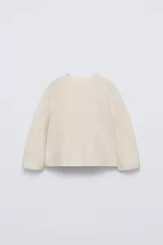 Текстурный трикотажный свитер ZARA, светло-бежевый