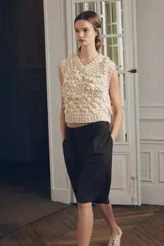 Текстурный трикотажный топ ZARA, бежевый