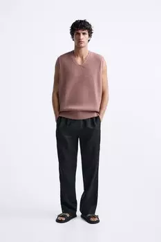 Текстурный трикотажный жилет ZARA, бледно-розовый