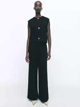 Текстурный жилет на пуговицах ZARA, черный