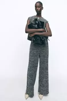Текстурный жилет на пуговицах ZARA, черный/экрю