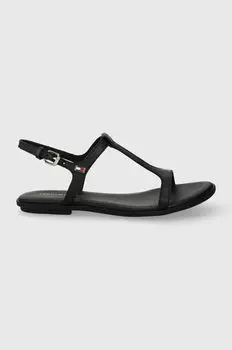 TH FLAT SANDAL кожаные сандалии Tommy Hilfiger, черный