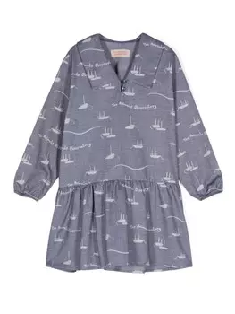 The Animals Observatory платье с принтом Albatross Boats, синий