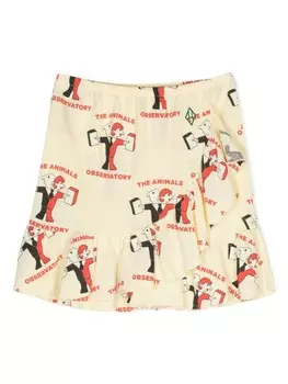 The Animals Observatory юбка мини с оборками и принтом, желтый