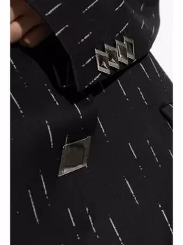 The Attico блейзер из смесовой шерсти с одной пуговицей, черный