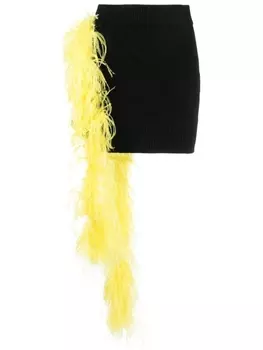 The Attico feather-embellished mini skirt, черный