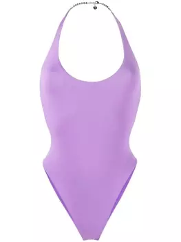 The Attico купальник с вырезом халтер и открытой спиной, фиолетовый