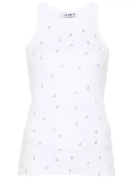 The Attico топ с логотипом и стразами, белый