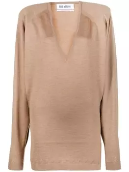 The Attico V-neck wool jumper, коричневый