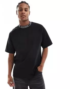 The Couture Club – черная футболка с жаккардовым воротником