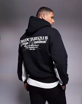 The Couture Club — толстовка с капюшоном черного цвета со вставками и принтом «Design Department» на спине, коорд.