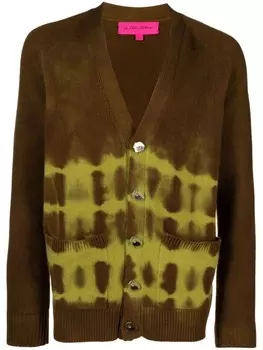 The Elder Statesman кашемировый кардиган с принтом тай-дай, коричневый
