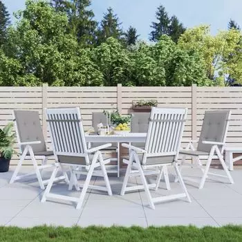 The Living Store Садовые подушки на стулья с высокой спинкой 6 шт. Ткань серая 120х50х3см., серый