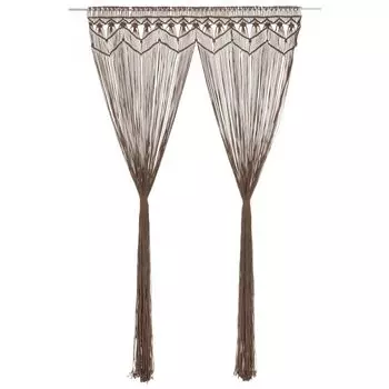 The Living Store Штора макраме серо-коричневая 140х240 см хлопок, серо-коричневый