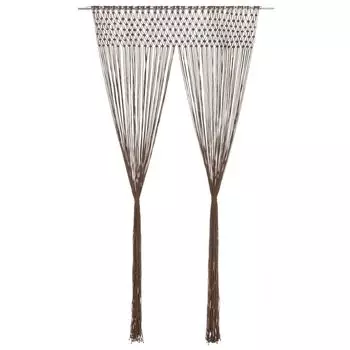 The Living Store Штора макраме серо-коричневая 140х240 см хлопок, серо-коричневый