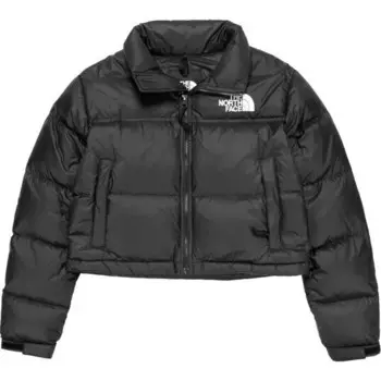 The North Face Nuptse укороченная куртка женская, цвет Schwarz/Schwarz