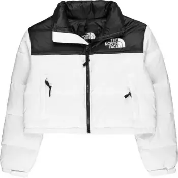 The North Face Nuptse укороченная куртка женская, цвет White/Schwarz