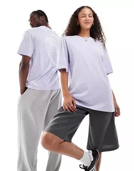 The North Face – сиреневая футболка оверсайз с горным принтом на спине