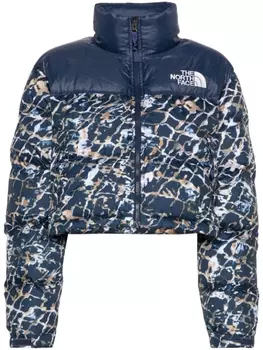 The North Face стеганая куртка с абстрактным принтом, синий