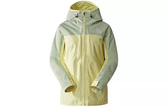 THE NORTH FACE Водонепроницаемая, ветрозащитная и водоотталкивающая куртка-ветровка женская желто-зеленого цвета