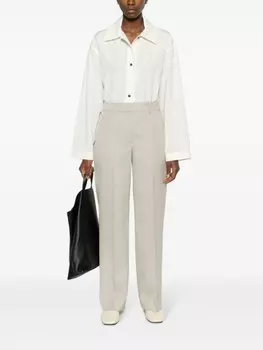 The Row шерстяные брюки Bremy широкого кроя, серый