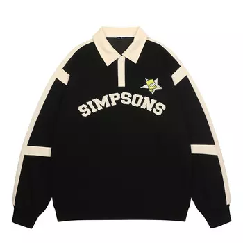 The Simpsons Рубашка-поло унисекс «Симпсоны», Черный (на флисовой подкладке)