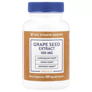 The Vitamin Shoppe, Экстракт виноградных косточек, 100 мг, 120 растительных капсул