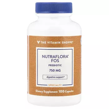 The Vitamin Shoppe, Nutraflora FOS пробиотик, 750 мг, 100 капсул
