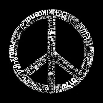 THE WORD PEACE IN 77 LANGUAGES — мужская бейсбольная футболка реглан Word Art LA Pop Art