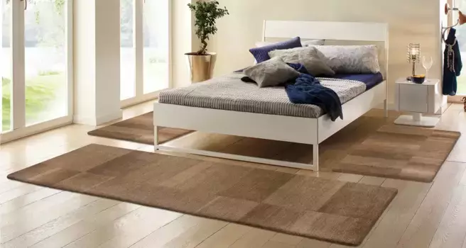 THEKO Бордюр для кровати "Jorun", (3 шт.), ручное плетение, прикроватный коврик, комплект дорожек для спальни Ш/Д (мост): 70х140 см (2 шт.), Ш/Д (рейка): 70х320 см (1 шт.), коричневый