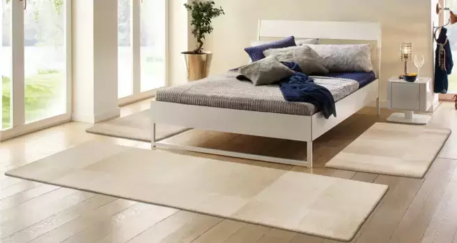 THEKO Бордюр для кровати "Jorun", (3 шт.), ручное плетение, прикроватный коврик, комплект дорожек для спальни Ш/Д (мост): 70х140 см (2 шт.), Ш/Д (рейка): 70х320 см (1 шт.), бежевый