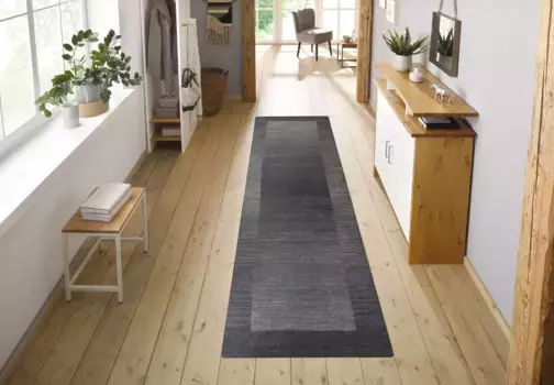 THEKO дорожка "Gabbeh Super, ковер ручной работы, бордюр, чистая шерсть, ручная работа ", прямоугольный, ковровая дорожка, мостик, спальня, гостиная, столовая 70х240 см, серо-синий