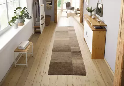 THEKO дорожка "Jorun, чистая шерсть, ручная работа, ковры ручной работы", прямоугольная, ковровая дорожка, гостиная, спальня, столовая, прихожая 70х240 см, коричневый