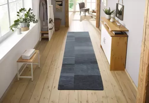 THEKO дорожка "Jorun, чистая шерсть, ручная работа, ковры ручной работы", прямоугольная, ковровая дорожка, гостиная, спальня, столовая, прихожая 70х240 см, цвет anthrazit
