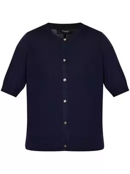 Theory кардиган из кашемира с короткими рукавами, синий