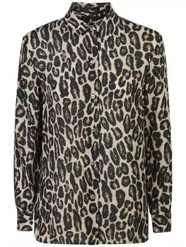 Theory рубашка с леопардовым принтом, нейтральный цвет