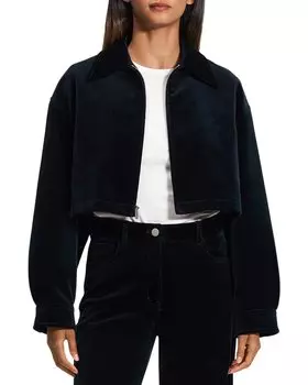 Theory Velvet Куртка А-силуэта на молнии, зеленый