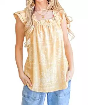 There She Goes Топ с рукавами-крылышками в горчичном цвете And The Why, цвет mustard