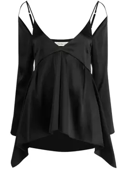 There Was One атласная блузка с открытыми плечами и драпировкой, черный