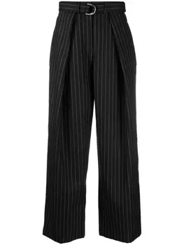 There Was One брюки в тонкую полоску с поясом, черный