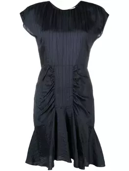 There Was One драпированное платье мини в полоску, синий