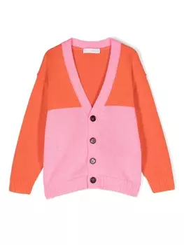There Was One кардиган в стиле колор-блок с V-образным вырезом, оранжевый