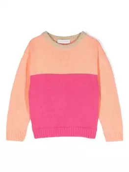 There Was One Kids джемпер в стиле колор-блок, розовый