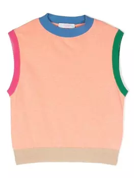 There Was One Kids трикотажный жилет в стиле колор-блок, оранжевый