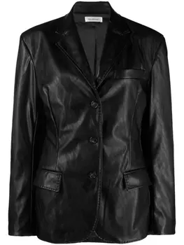 There Was One однобортный блейзер из искусственной кожи, черный